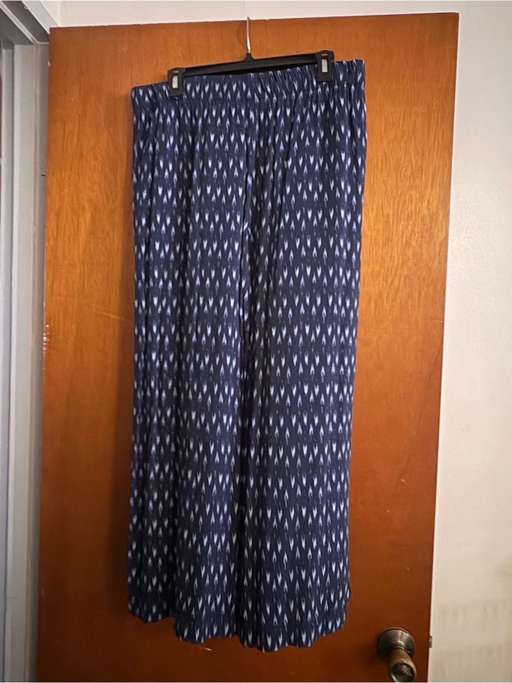Banana Republic Navy Patterned Wide-Leg Pants